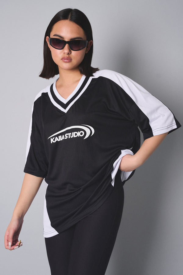 Kaiia Studio Football Shirt Black White