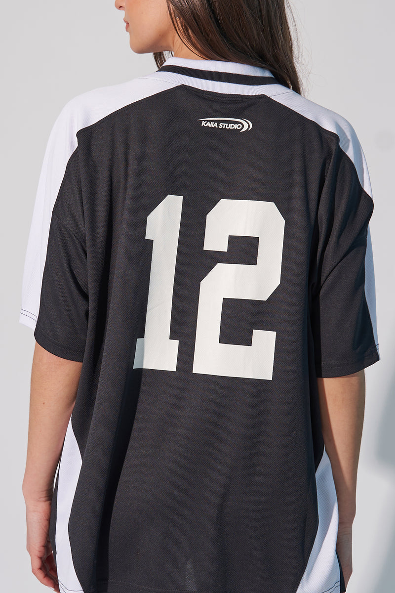 Kaiia Studio Football Shirt Black White