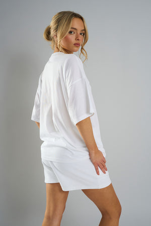 Kaiia Studio Distressed Applique Oversized T-Shirt White