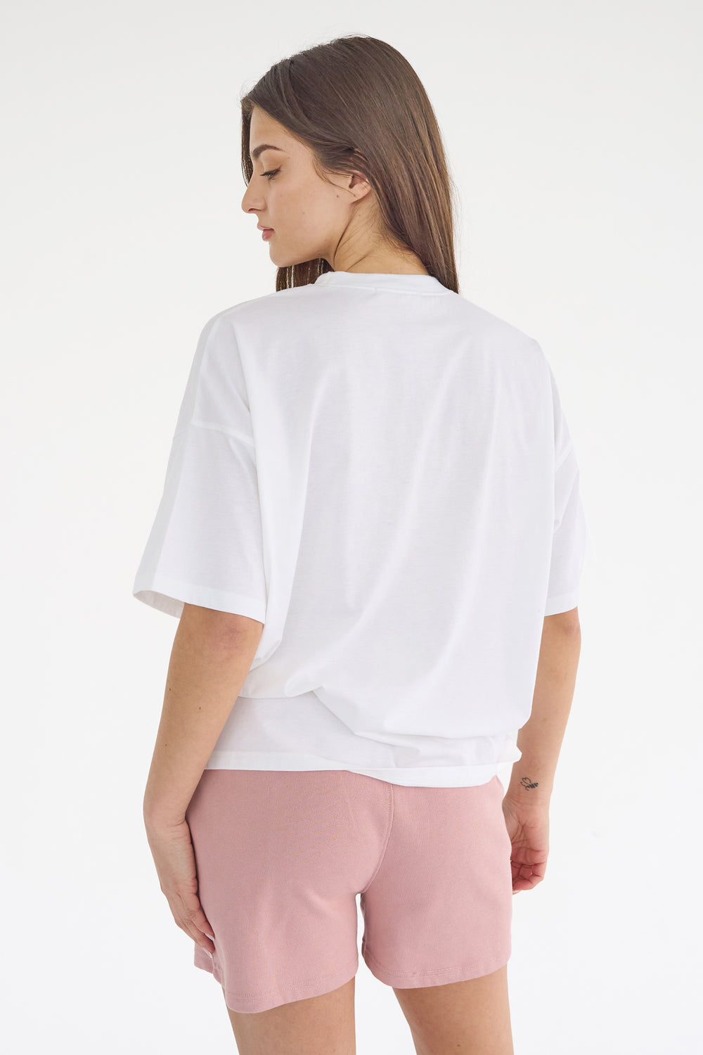 Kaiia Studio Distressed Applique Oversized T-Shirt White