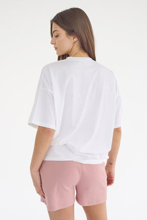 Kaiia Studio Distressed Applique Oversized T-Shirt White