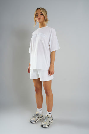 Kaiia Studio Distressed Applique Oversized T-Shirt White