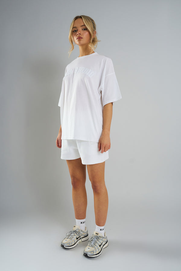 Kaiia Studio Distressed Applique Oversized T-Shirt White