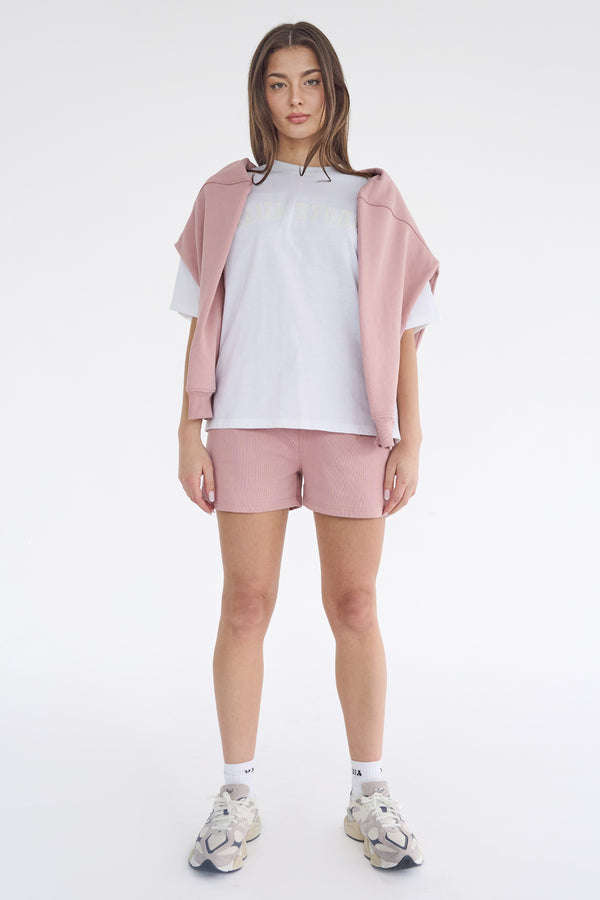 Kaiia Studio Distressed Applique Oversized T-Shirt White