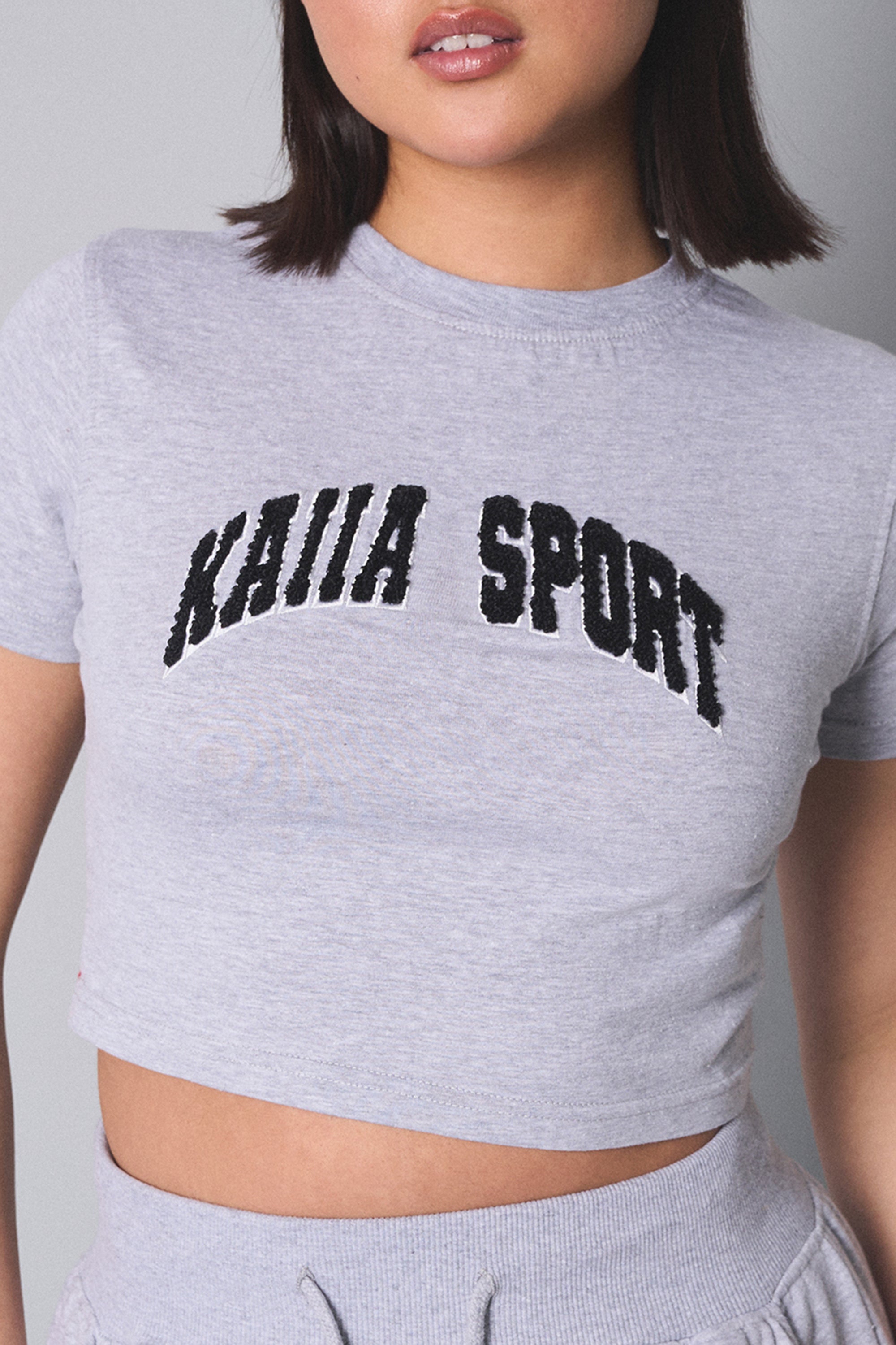 Kaiia Sport Baby Tee Grey Marl