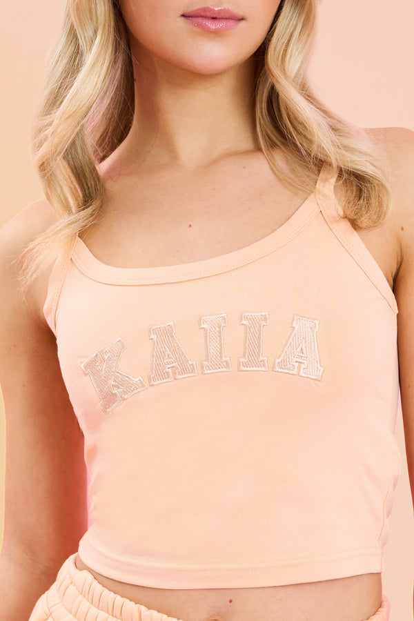 Kaiia Logo Cami Vest Top Peach