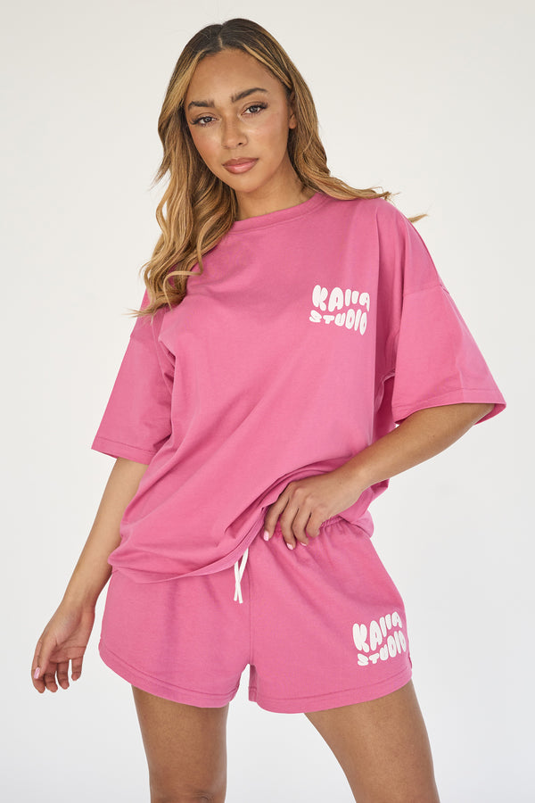 Kaiia Studio Bubble Logo Oversized T-shirt Pink