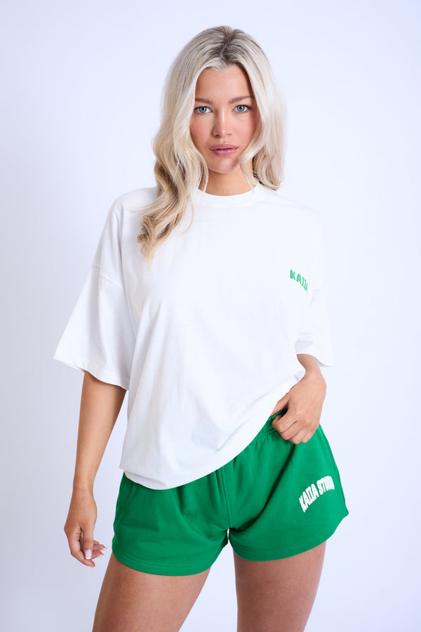 Kaiia Design Bubble Logo Oversized T-Shirt Off White & Green