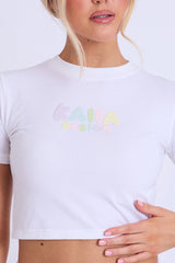 Kaiia Design Bubble Logo Baby Tee Off White & Rainbow