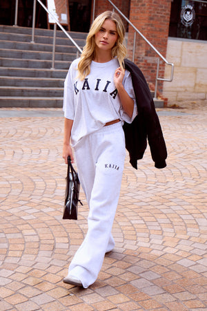 Kaiia Oversized T-shirt Light Grey Marl & Navy