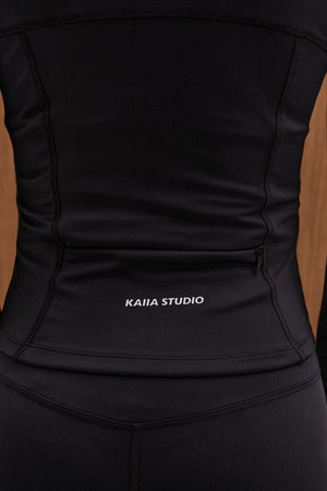 Kaiia Sculpt Long Sleeve Zip Through Fitted Jacket Black