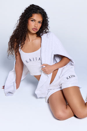 Kaiia Logo Cami Top Light Grey Marl & Navy