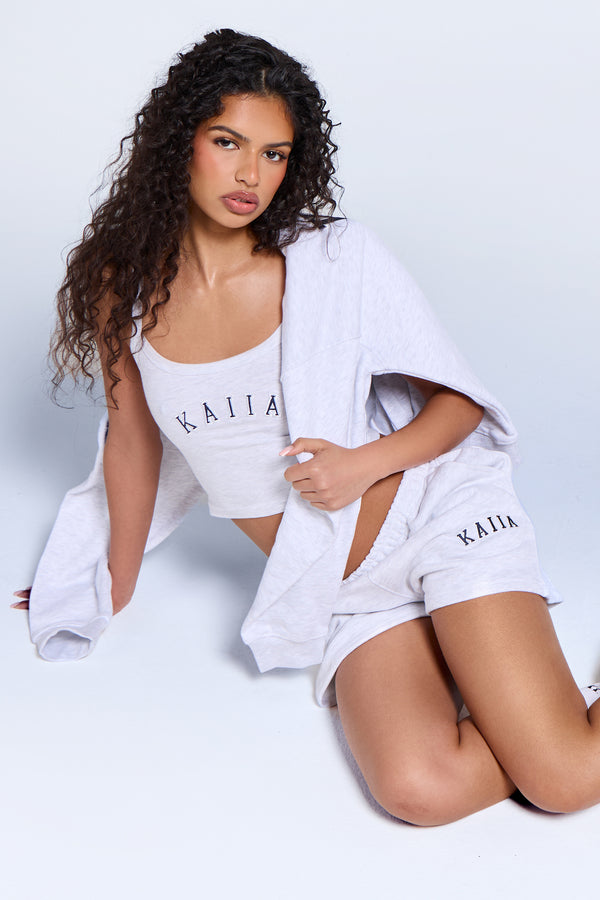 Kaiia Logo Cami Top Light Grey Marl & Navy