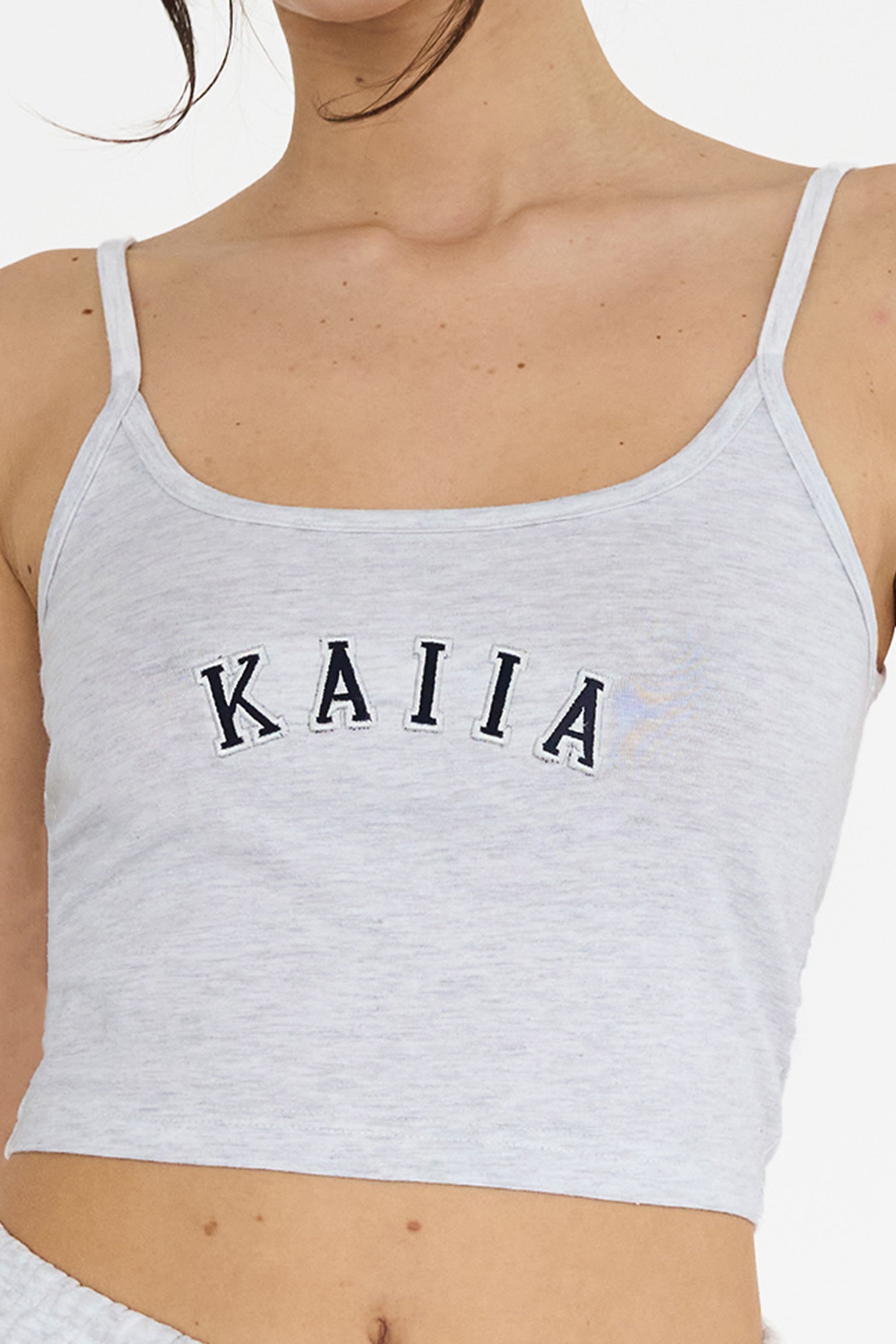 Kaiia Cami Logo Top In Grey Marl