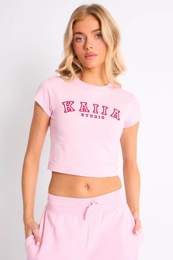 Kaiia Sport Baby Tee Pink & Red