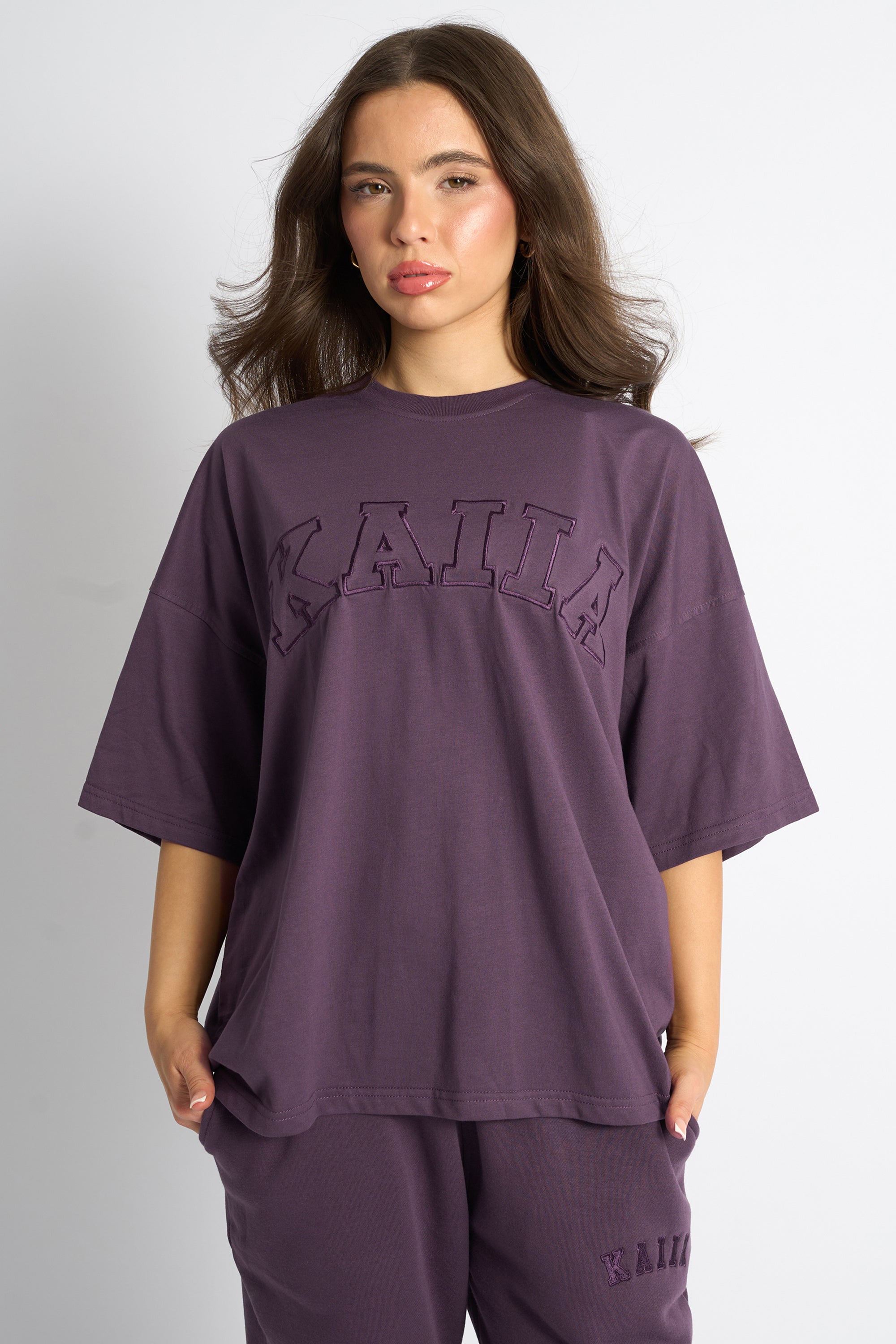 Kaiia Logo Oversized T-Shirt Deep Purple Free Shipping | Clothing