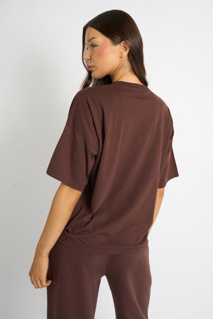 Kaiia Script Logo Oversized T-Shirt Mocha