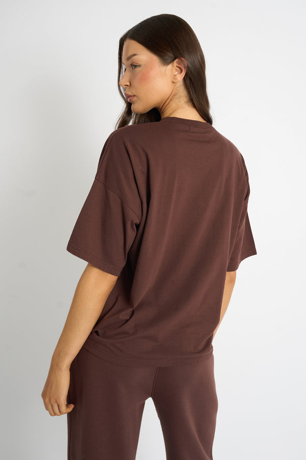 Kaiia Script Logo Oversized T-Shirt Mocha