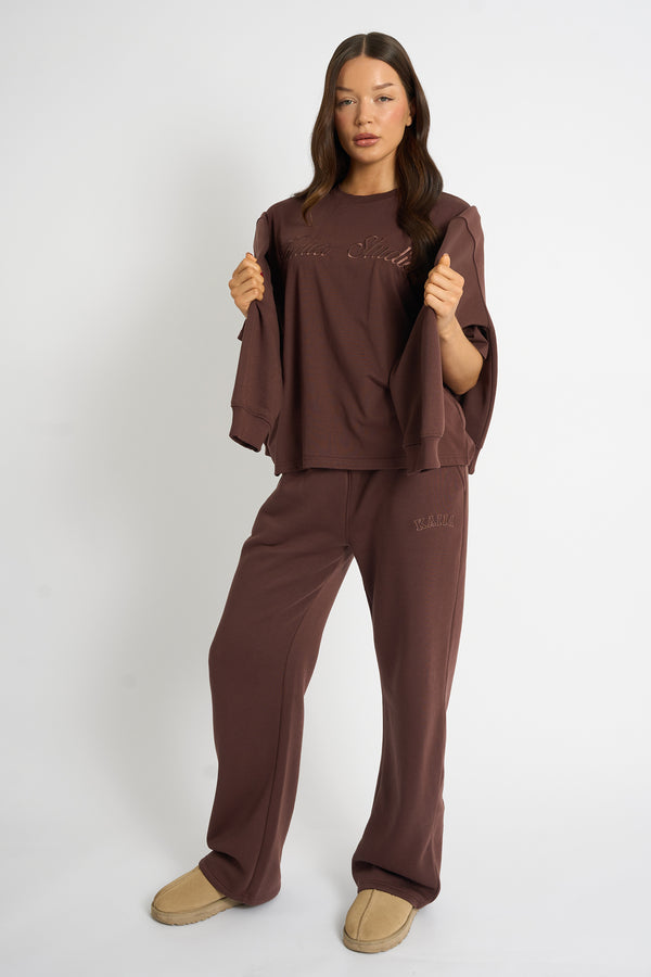 Kaiia Script Logo Oversized T-Shirt Mocha
