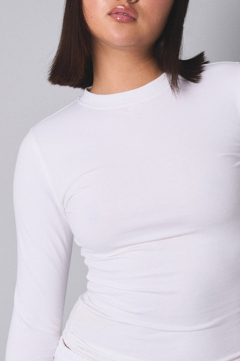 Slim Fit T-shirt With Long Sleeves White