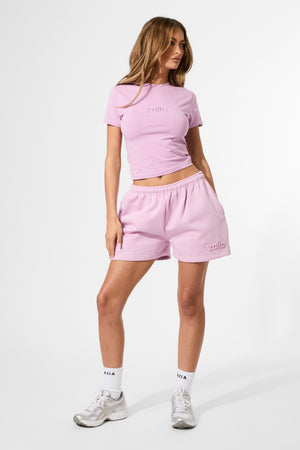 Kaiia Embossed Logo Baby Tee Parma Violet