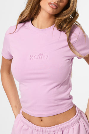 Kaiia Embossed Logo Baby Tee Parma Violet