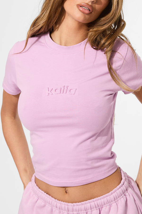 Kaiia Embossed Logo Baby Tee Parma Violet