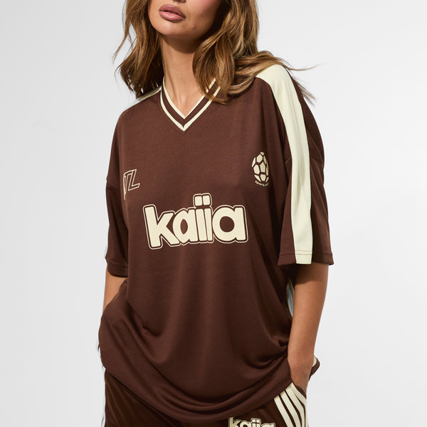 Kaiia Oversized Football Top Brown | Kaiia