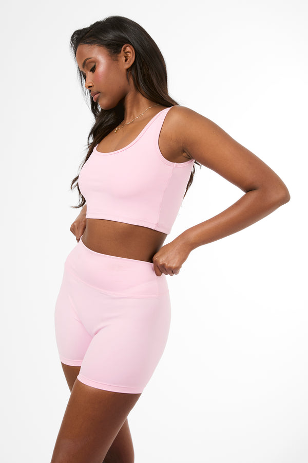 Kaiia Sculpt Square Neck Crop Top Baby Pink