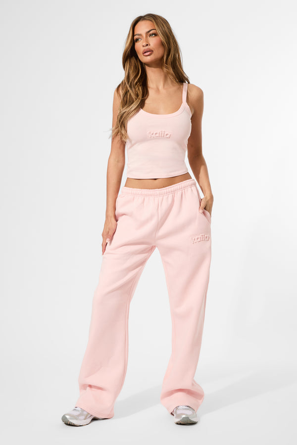 Kaiia Embossed Logo Cami Top Sugar Pink
