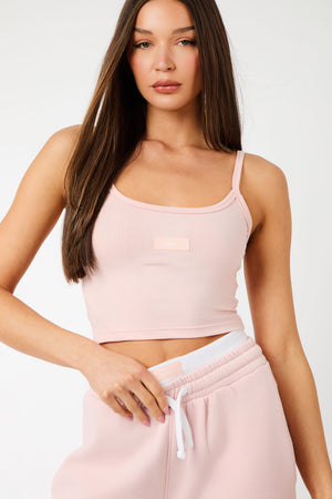 Kaiia Label Logo Cami Vest Top Dusty Pink