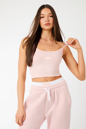 Kaiia Label Logo Cami Vest Top Dusty Pink