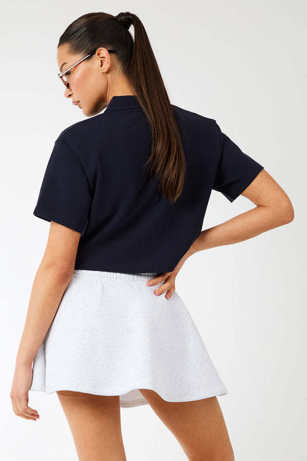 Kaiia Label Logo Exposed Waistband Mini Skirt Light Grey Marl