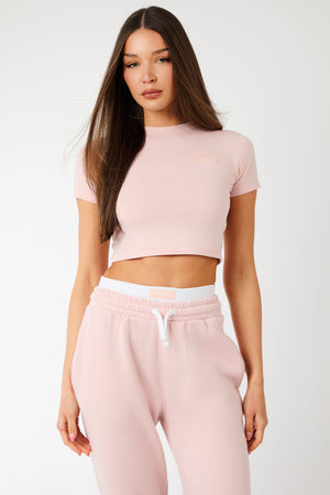 Kaiia Label Logo Baby Tee Dusty Pink