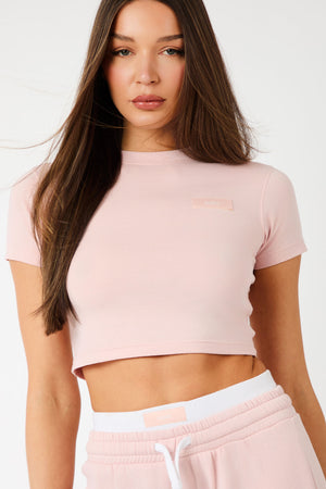 Kaiia Label Logo Baby Tee Dusty Pink