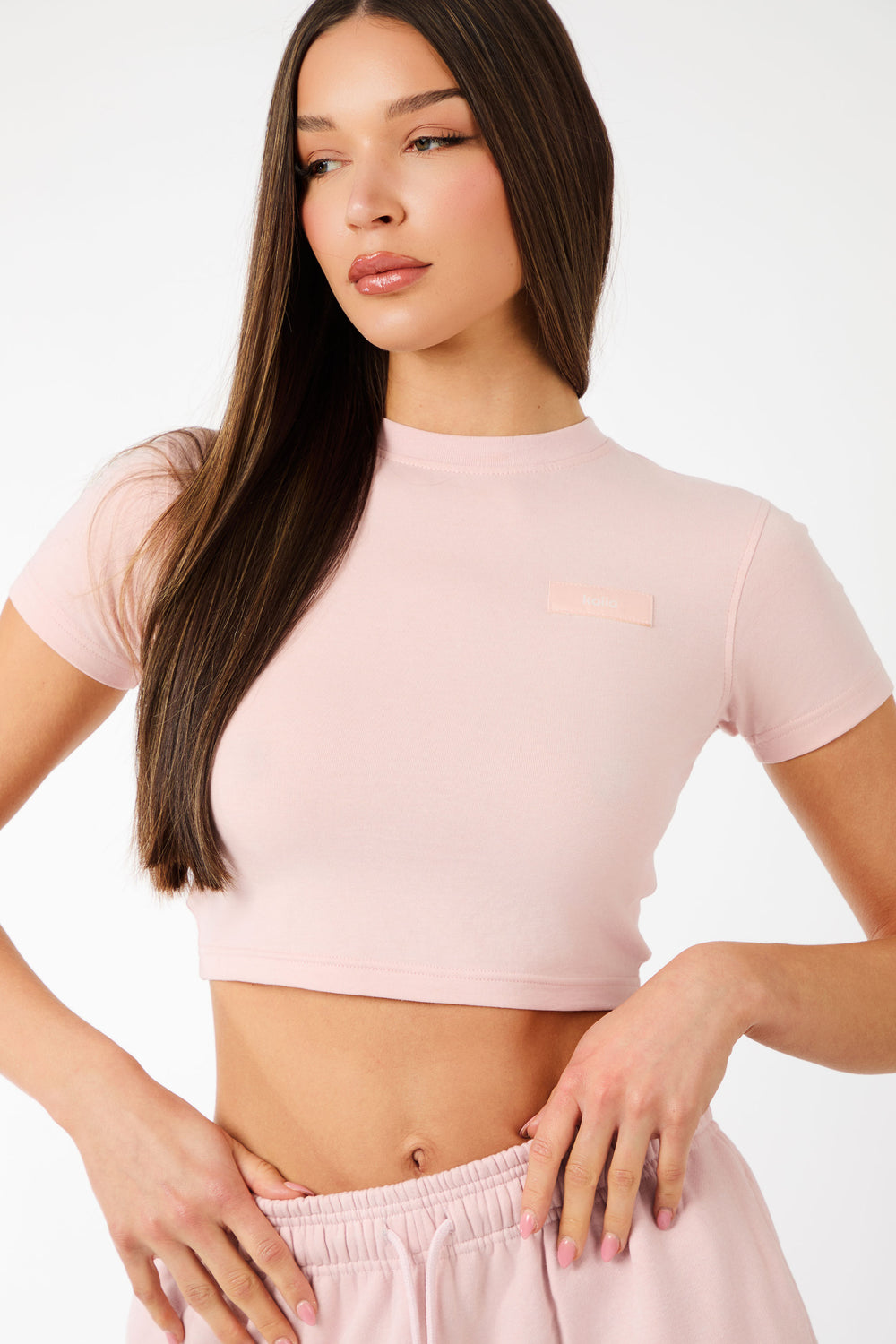 Kaiia Label Logo Baby Tee Dusty Pink