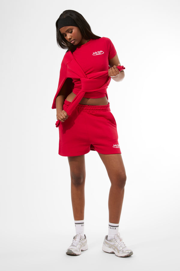 Kaiia Running Club Logo Longline Baby Tee Red