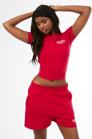 Kaiia Running Club Logo Longline Baby Tee Red