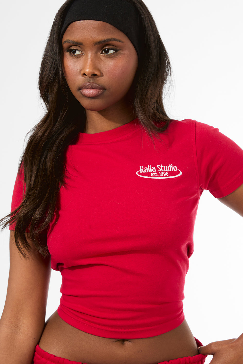 Kaiia Running Club Logo Longline Baby Tee Red