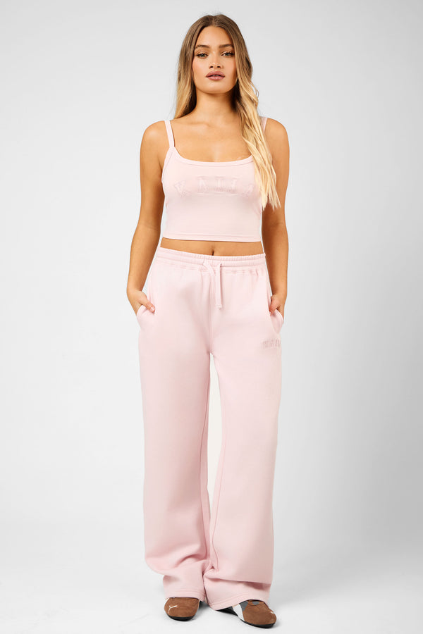 Kaiia Logo Wide Leg Joggers Dusty Pink