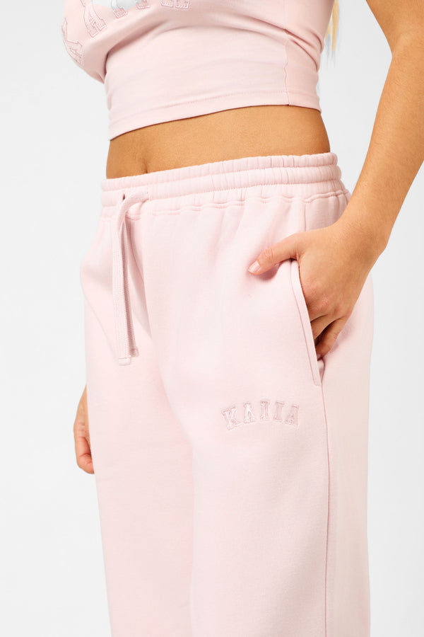 Kaiia Logo Wide Leg Joggers Dusty Pink