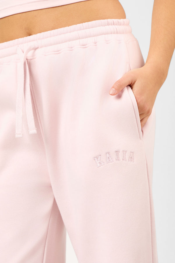 Kaiia Logo Wide Leg Joggers Dusty Pink