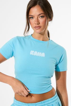 Kaiia Bubble Graphic Baby Tee Pool Blue