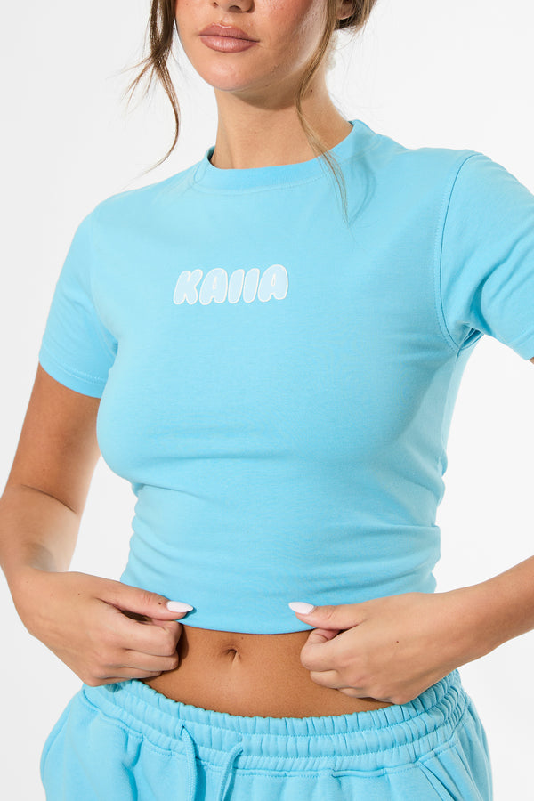 Kaiia Bubble Graphic Baby Tee Pool Blue