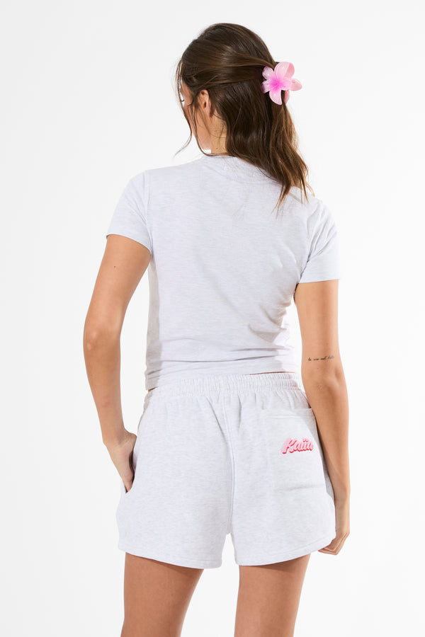 Kaiia the Label Bubble Graphic Baby Tee Light Grey Marl & Baby Pink
