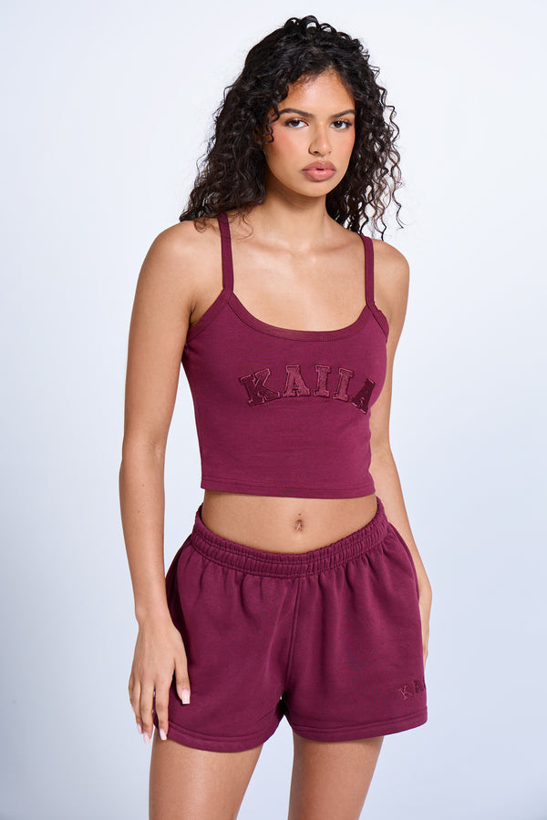 Kaiia Logo Cami Top Deep Burgundy
