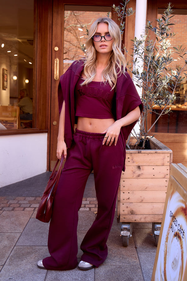 Kaiia Logo Cami Top Deep Burgundy