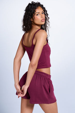 Kaiia Logo Cami Top Deep Burgundy