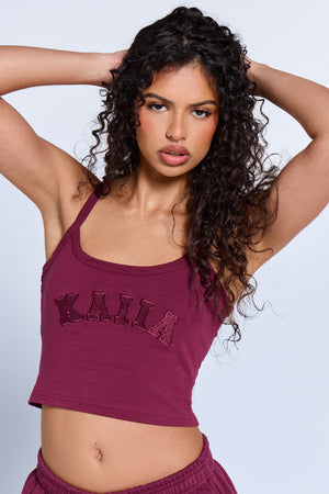 Kaiia Logo Cami Top Deep Burgundy