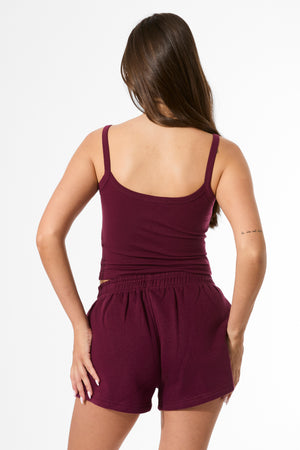 Kaiia Logo Cami Top Deep Burgundy